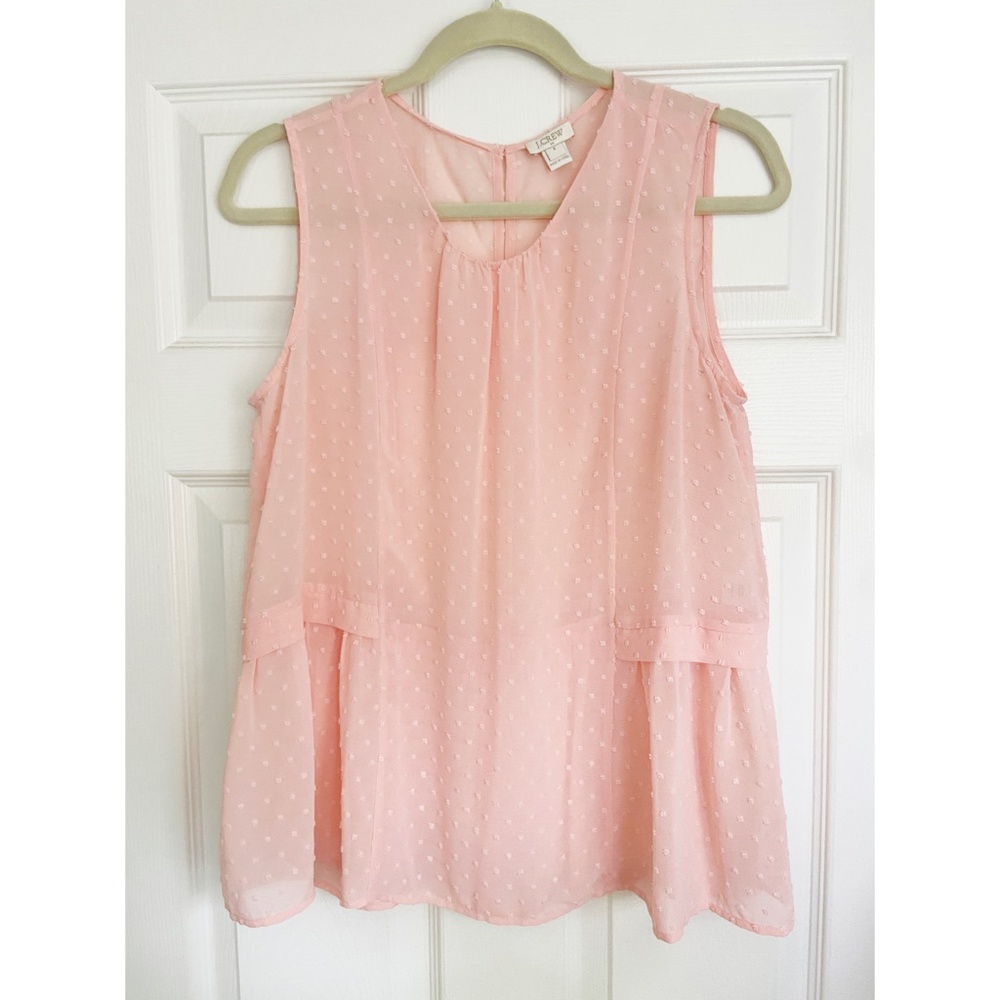 J Crew Factory Shear Pink Peplum Blouse - 8